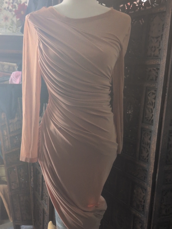 Norma Kamali Dresses & Skirts - Norma Kamali Blush Ruched Long-Sleeve Bodycon Dress